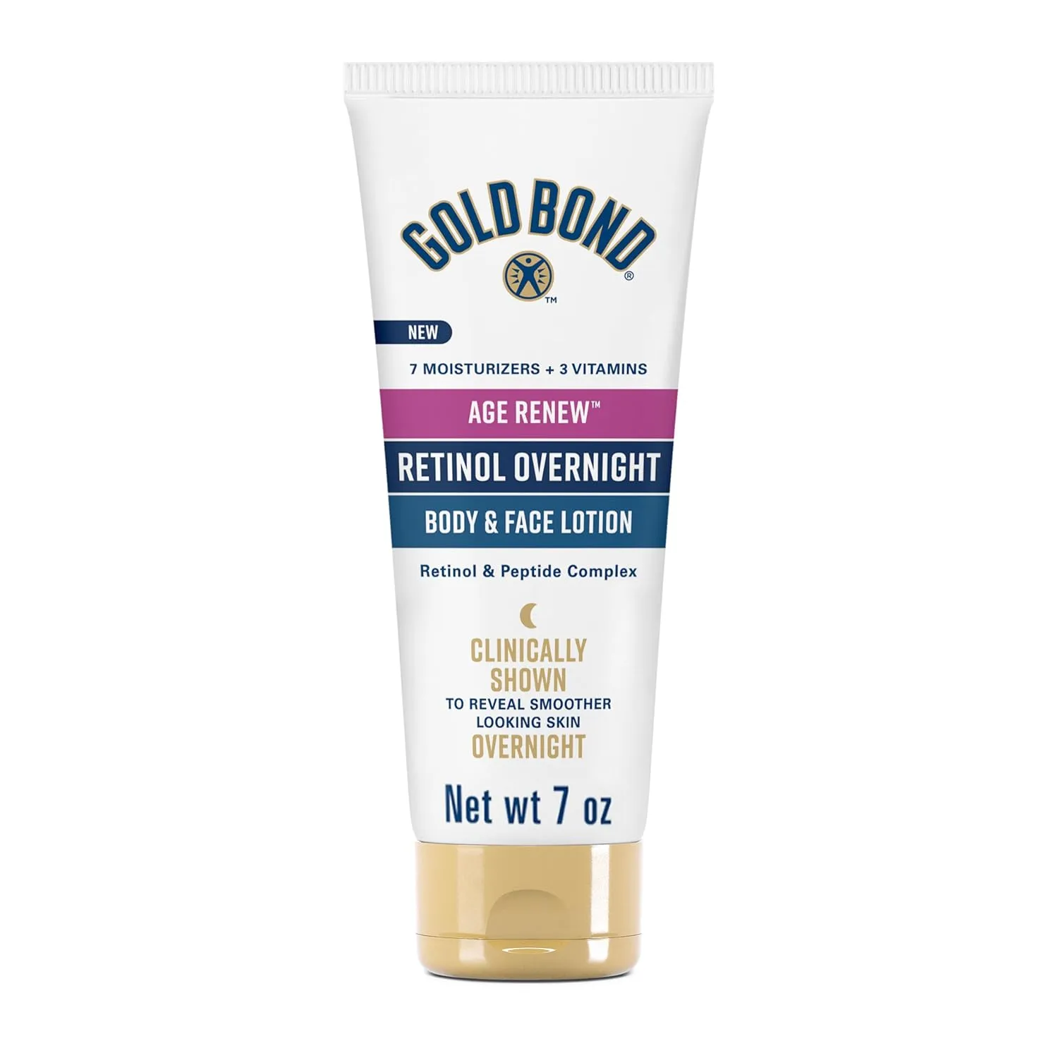 Gold Bond Age Renew Retinol Overnight Body & Face Lotion, with Retinol & Peptide Complex, 7 oz. & Age Renew Neck & Chest Firming Cream, 2 oz., Clinically Tested Skin Firming Cream