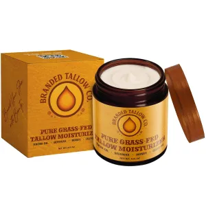 Grass Fed Beef Tallow for Skin - Handcrafted 4oz Tallow Face Moisturizer & Honey Balm with Organic Jojoba, Beeswax, Coconut Oil, & Herb Infused - Natural Face & Body Cream For Dry Skin | Unscented
