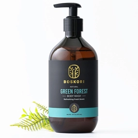 Green Forest Body Wash – Cedarwood, Cypress & Frankincense Essential Oils, Plant-Based Moisturizing Cleanser, Sulfate-Free, Fragrance-Free, Made in Taiwan – 16 fl oz