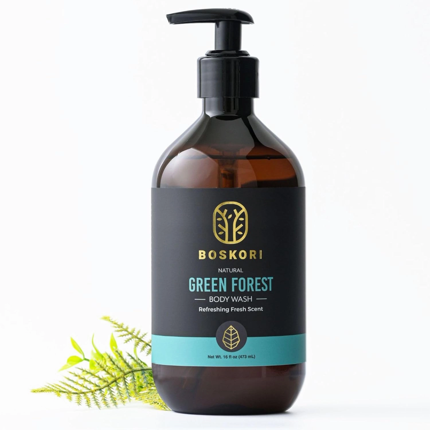 Green Forest Body Wash – Cedarwood, Cypress & Frankincense Essential Oils, Plant-Based Moisturizing Cleanser, Sulfate-Free, Fragrance-Free, Made in Taiwan – 16 fl oz