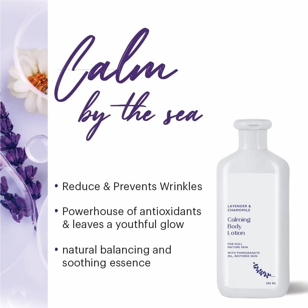 GT Lavender & Chamomile Calming Body Lotion (300ml) | Paraben & Phthalate Free | For Women & Men | Calms, Relaxes & Balances Dull & Mature Skin