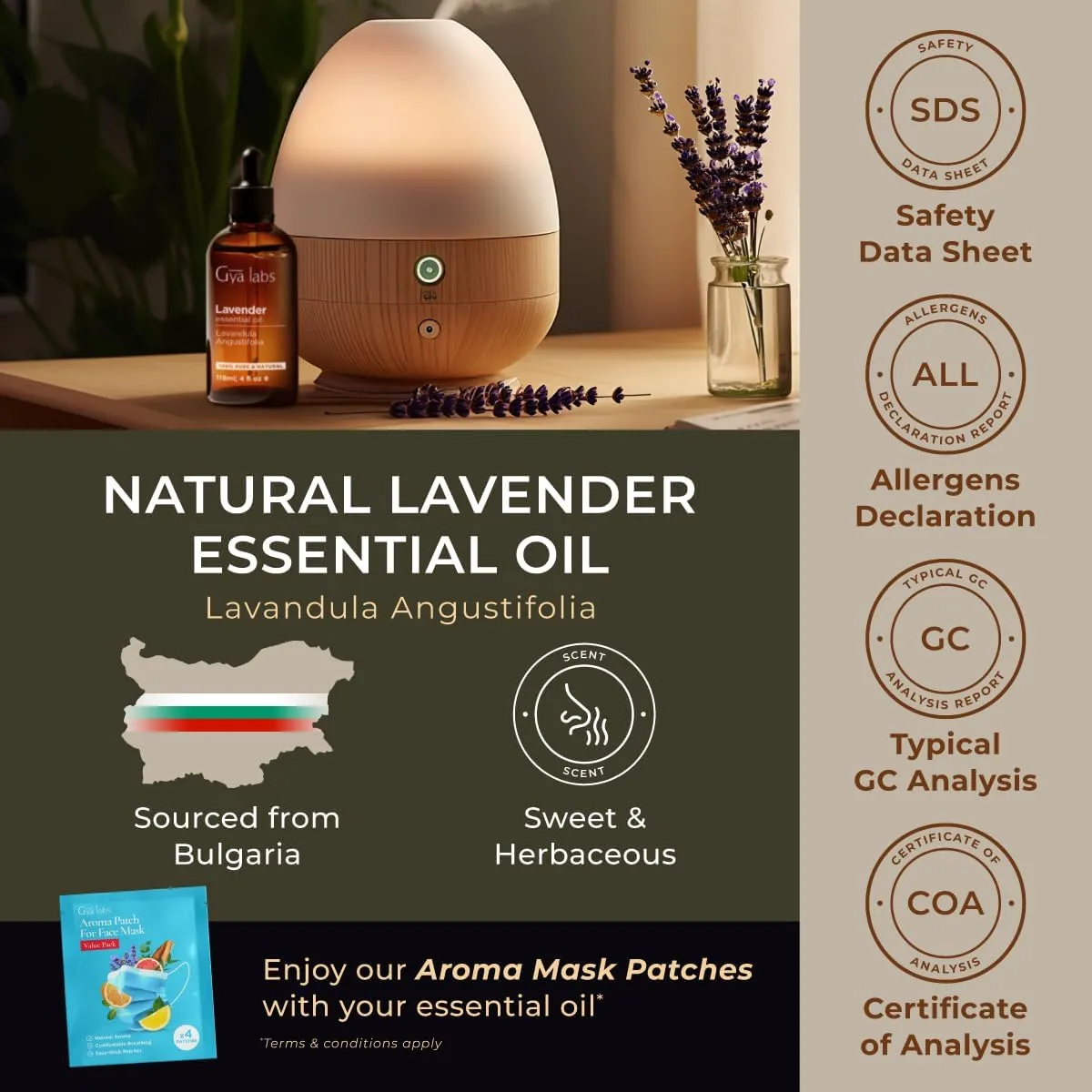 Gya Labs Lavender Essential Oil for Diffuser - Huge 4 Fl Oz - 100% Pure Natural Lavender Oil for Skin, Hair, Massage, Aromatherapy & Candle Making Scent