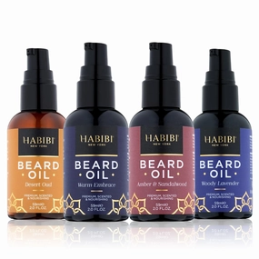 H HABIBI Beard Oil Collection - 4 Pack, 2.0 Fl. Oz Each - Nourishing Blend, Scented Beard Oil For Men, Beard Growth Oil