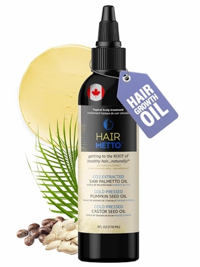 HAIRMETTO® Topical Saw Palmetto and Pumpkin Seed Oil Extract for Hair Loss, Strengthens Hair Roots, Soothes Dry Scalp, with Rosemary, Castor Oil, and Lavender Scent, 4oz Bottle