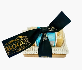 Handmade Goat Milk Soap Giftset- BOGUE No.34 WELLNESS Calm Down blend with essential oils of Lavender, Frankincense, Clary Sage & Calming Chamomile to help reduce stress, sisal cloth & wood dish