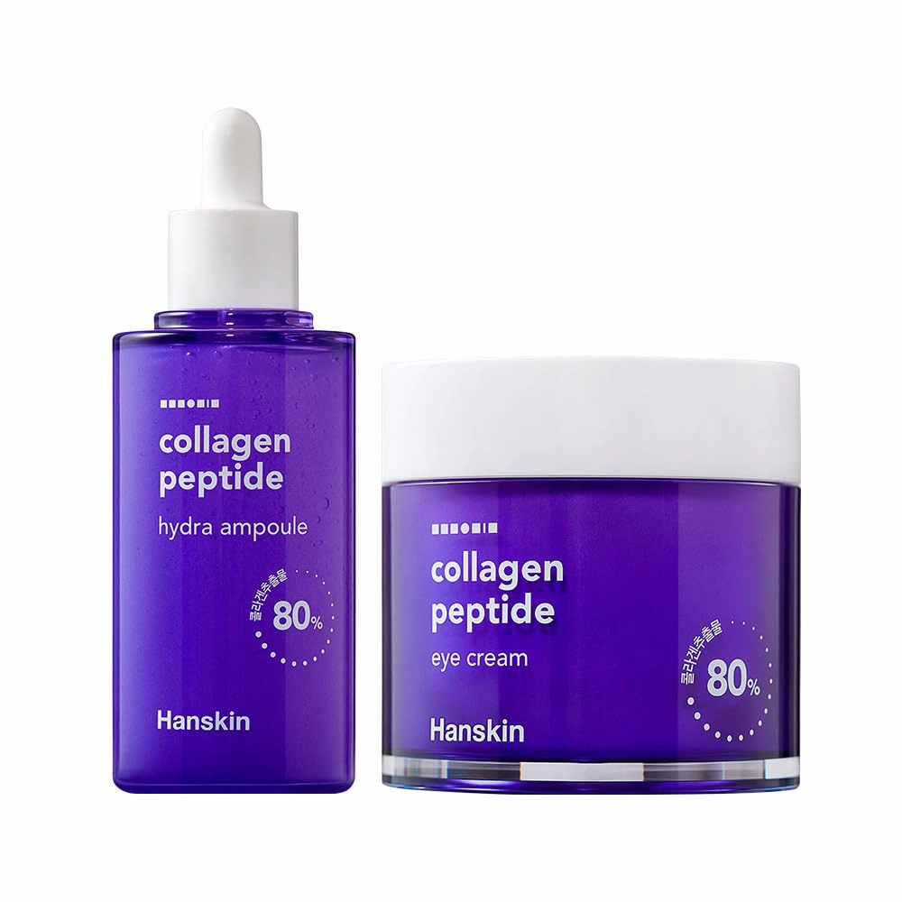 Hanskin Collagen Peptide Duo: Hydra Ampoule   Eye Cream for Firming, Wrinkle Care, and Deep Hydration