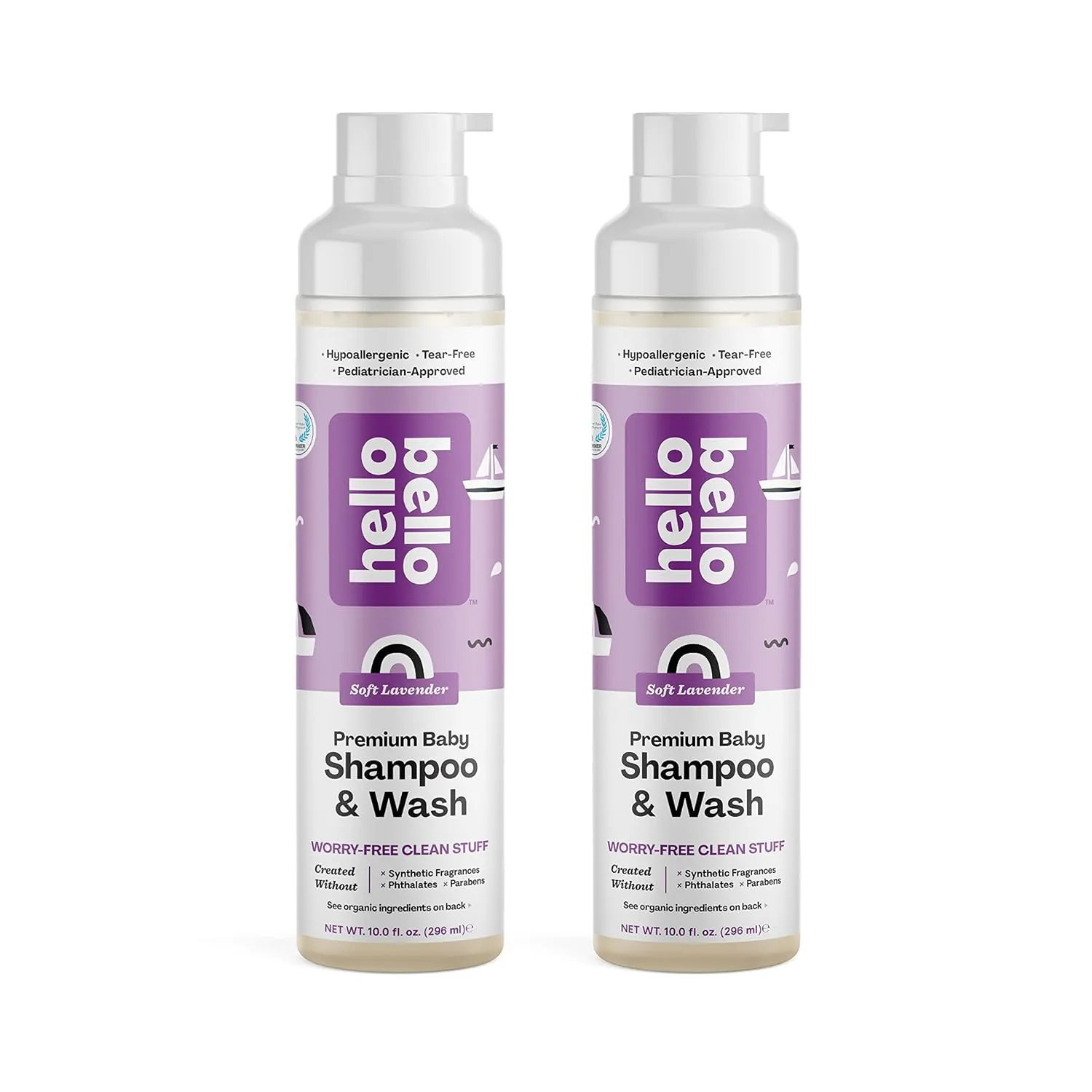 Hello Bello Extra Gentle Shampoo & Body Wash I Tear Free, Hypoallergenic and Pediatrician Tested Plant Based Formula for Babies and Kids I Lavender Scent I 20 FL Oz (2 Packs of 10oz)