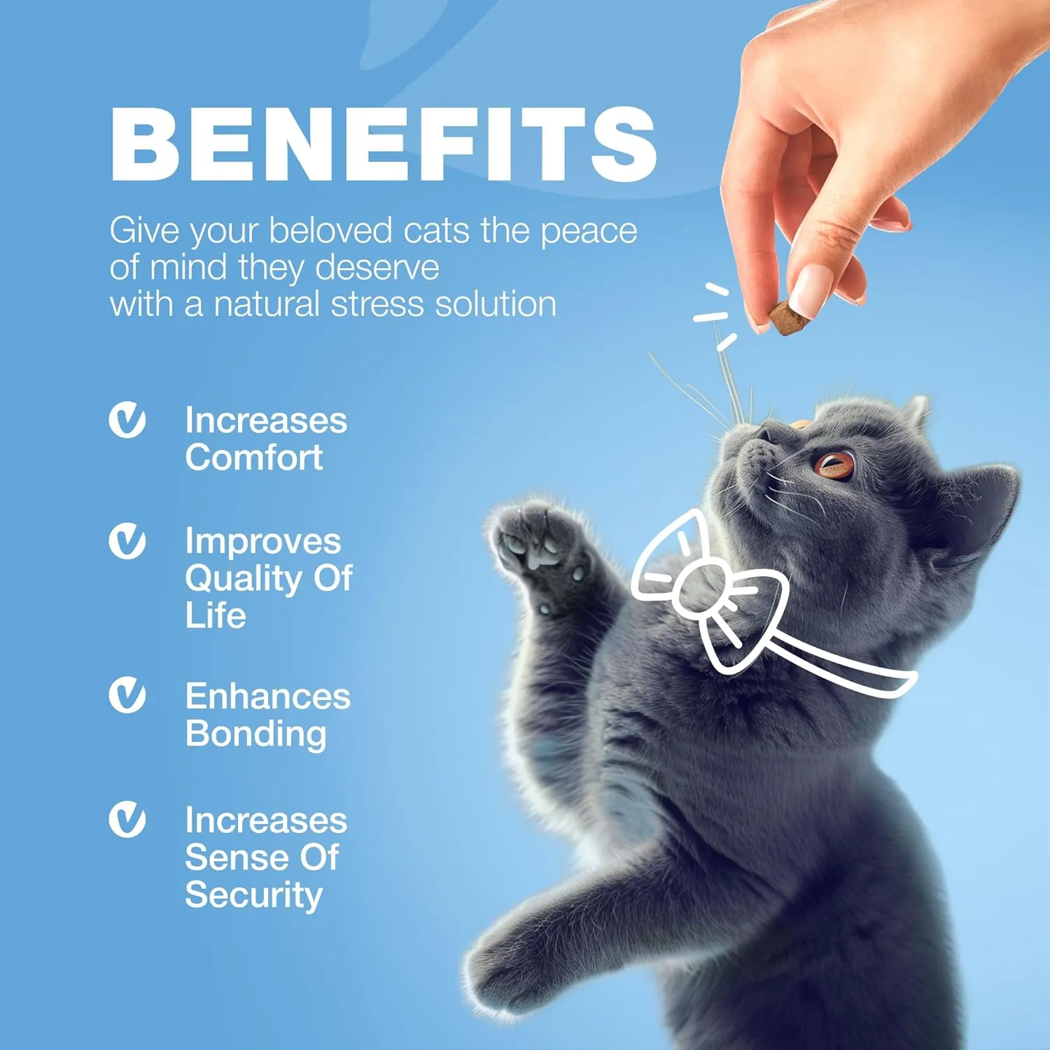 Hemp Cat Calming Treats - Probiotic Melatonin Soft Chews for Cat Anxiety Relief with Hemp Seed Oil - Calming Chews for Stress, Storms, Travel, Grooming, Separation Anxiety - Behavioural Support