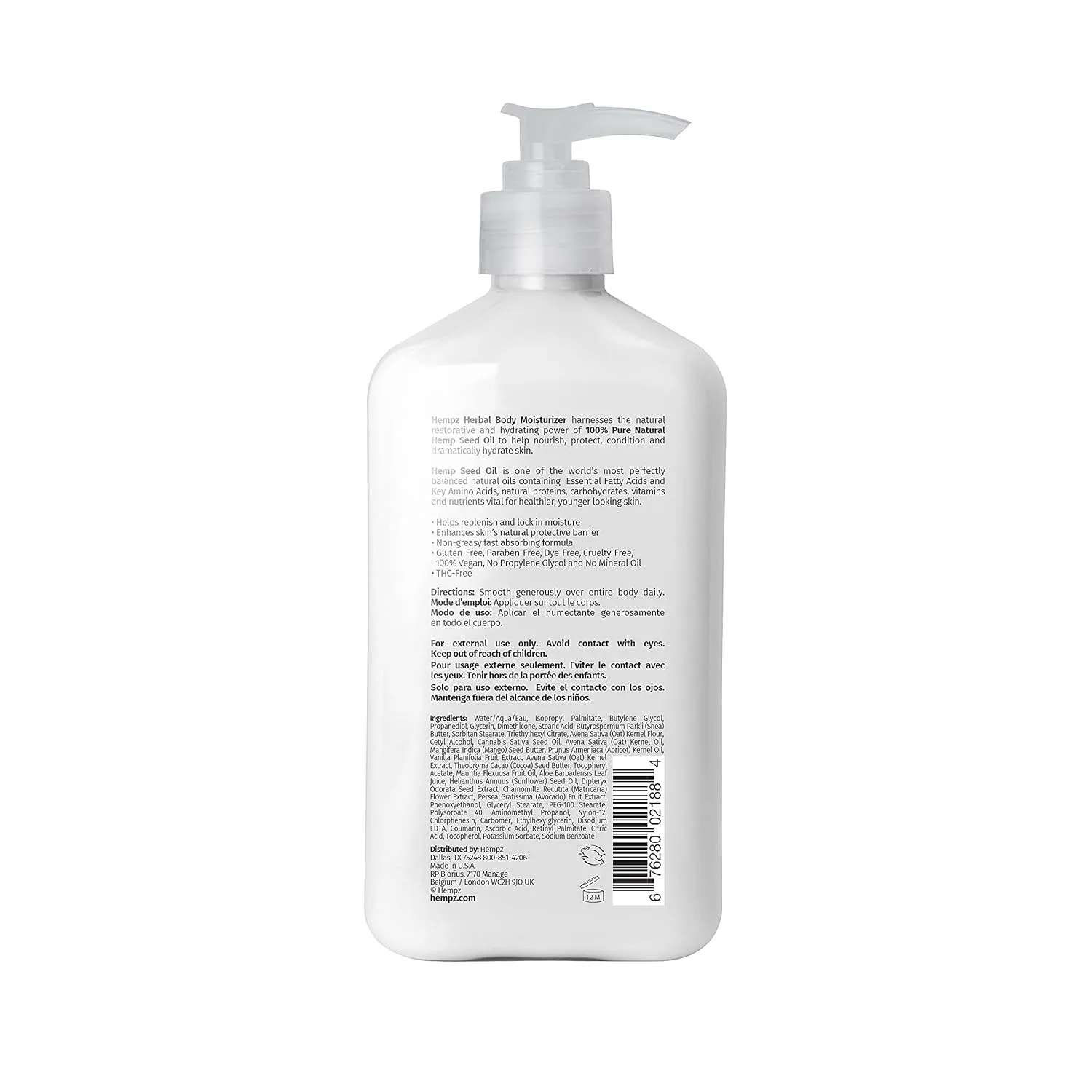 Hempz Sensitive Skin Herbal Moisturizer: Soothing Lotion with Oatmeal, Shea Butter, Hemp, Cocoa, Mango Seed - 17 Fl Oz