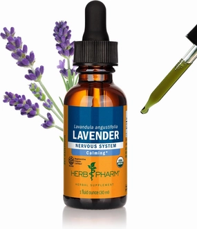 Herb Pharm Certified Organic Lavender Flower Liquid Extract for Calming Nervous System Support, 1 Fl Oz