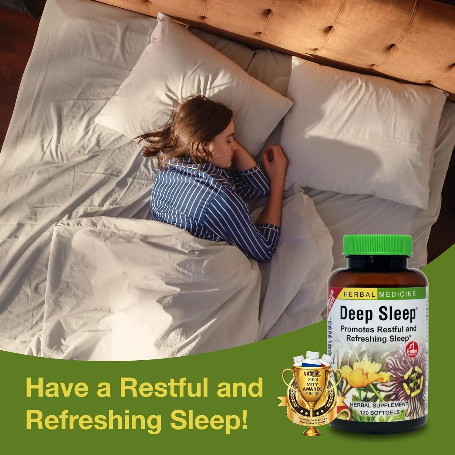 Herbs Etc. Deep Sleep Softgels - Herbal Sleep Support Supplement - Rest & Calming Support with Passionflower, Chamomile & Lemon Balm - 120 Softgels (120 Servings)