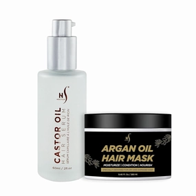 HerStyler Castor Oil Hair Serum Argan Oil Hair Mask Set