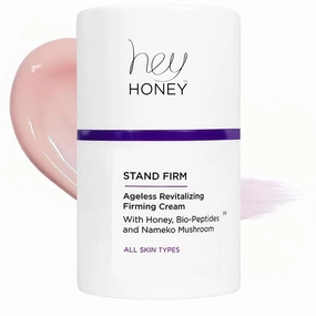 Hey Honey Stand Firm Peptide Face Cream | Instant Firming & Long-Term Anti-Aging | Honey & Nemeko Mushroom for Hydration & Wrinkle Reduction | 1 Oz