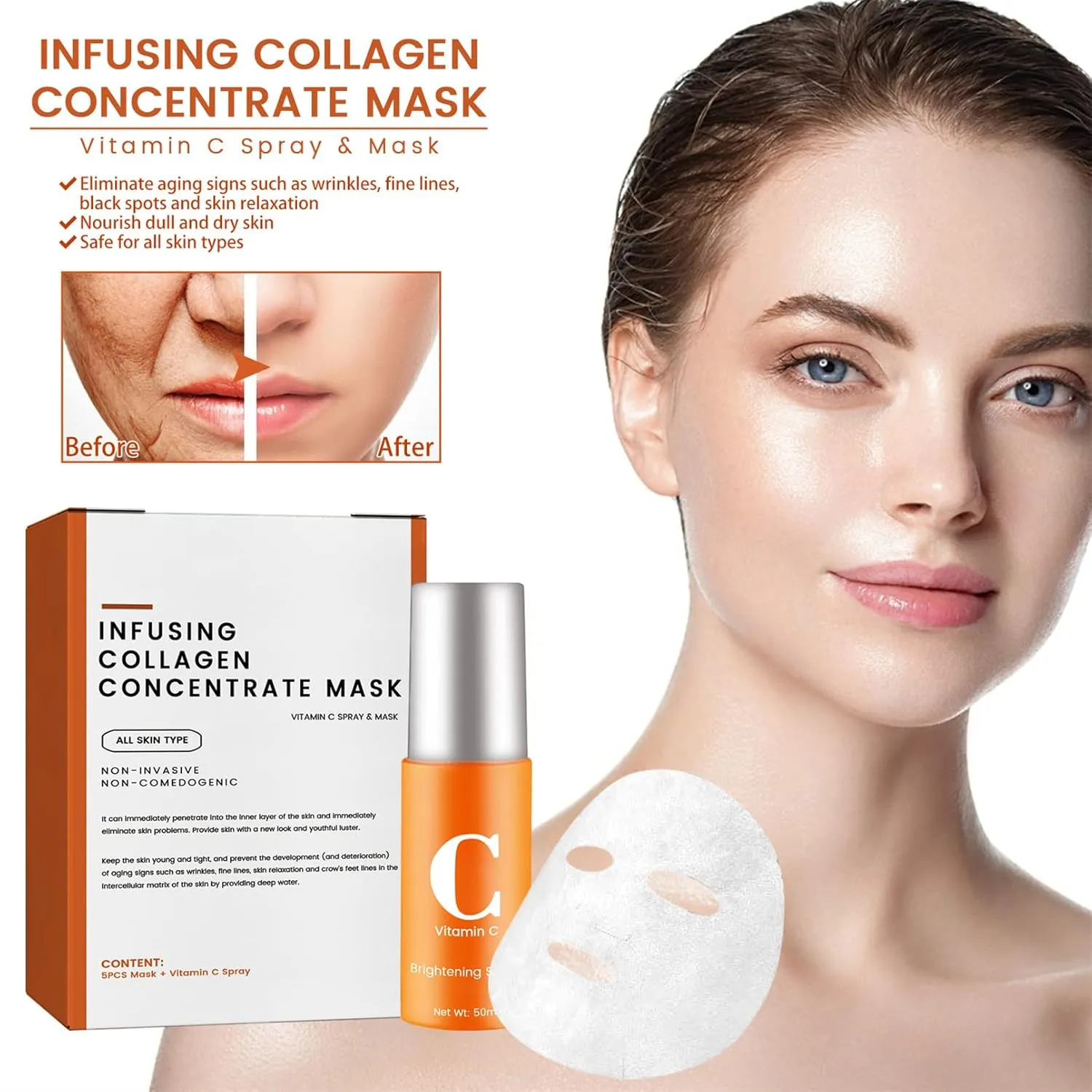 Highprime Collagen Film & Mist Kit, Dermance Korea Highprime Collagen Soluble Film, Thiccfitts Byeol Korea Infusing Collagen Anti-aging Mask, Anti-aging Smooths out Fine Lines and Wrinkle (2Set)