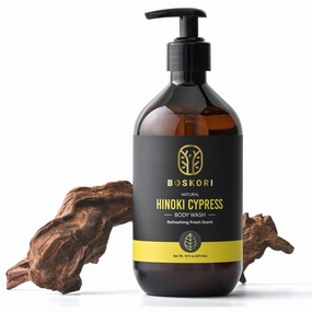 Hinoki Cypress Body Wash – Natural Essential Oil, Plant-Based Moisturizing Cleanser with Japanese Sake & Botanical Extracts, Sulfate-Free, Fragrance-Free, Made in Taiwan – 16 fl oz