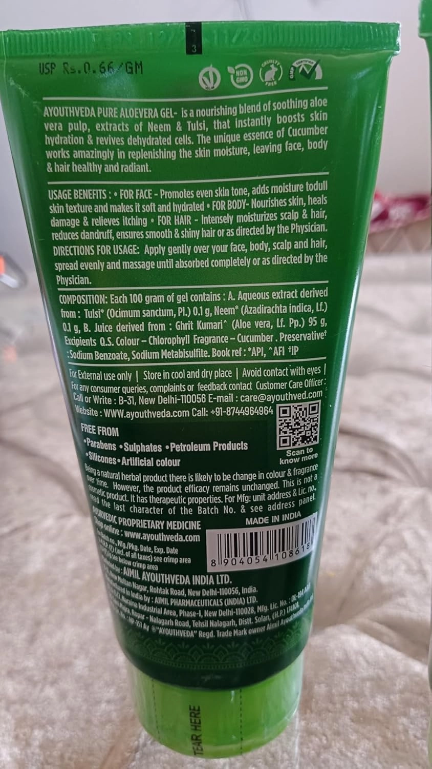 HN Aloe Vera Gel - Multi Purpose Gel For Face, Body & Hair | Non-Greasy Hydrating formula With Neem, Tulsi AND Cucumber Essence | Calms Sunburn & Promotes Even Skin Tone, [150 gm] |.|