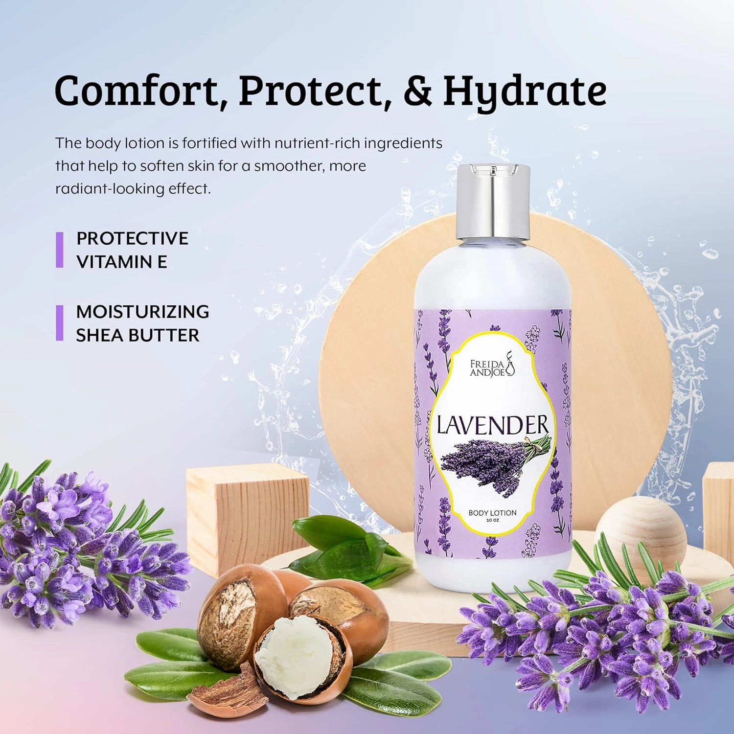 Home Spa Gift 10oz Deep Moisturizing Fragrance Body Lotion & 8 oz. Fine Fragrance Body Mist Set Luxury Self-Care Combo for Women and Girls (Lavender)