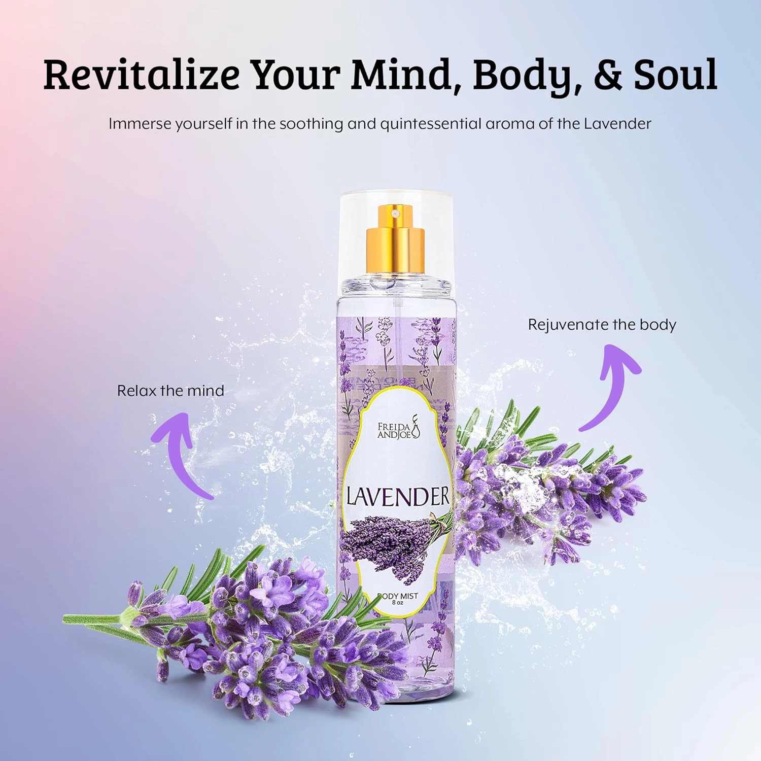Home Spa Gift 10oz Deep Moisturizing Fragrance Body Lotion & 8 oz. Fine Fragrance Body Mist Set Luxury Self-Care Combo for Women and Girls (Lavender)