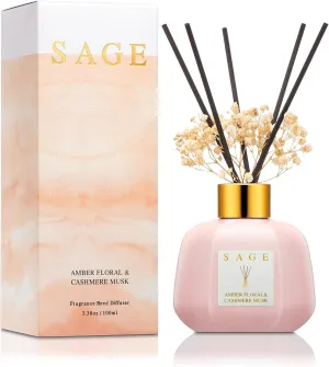 Hotel Reed Diffuser - Inspired Shangri-La Room Scent | 3.4oz Lavender & Cashmere Musk Scent Diffusers for Home | Preserved Flower & Oil Diffuser Sticks | Nightstand or Bathroom Decor for Shelves