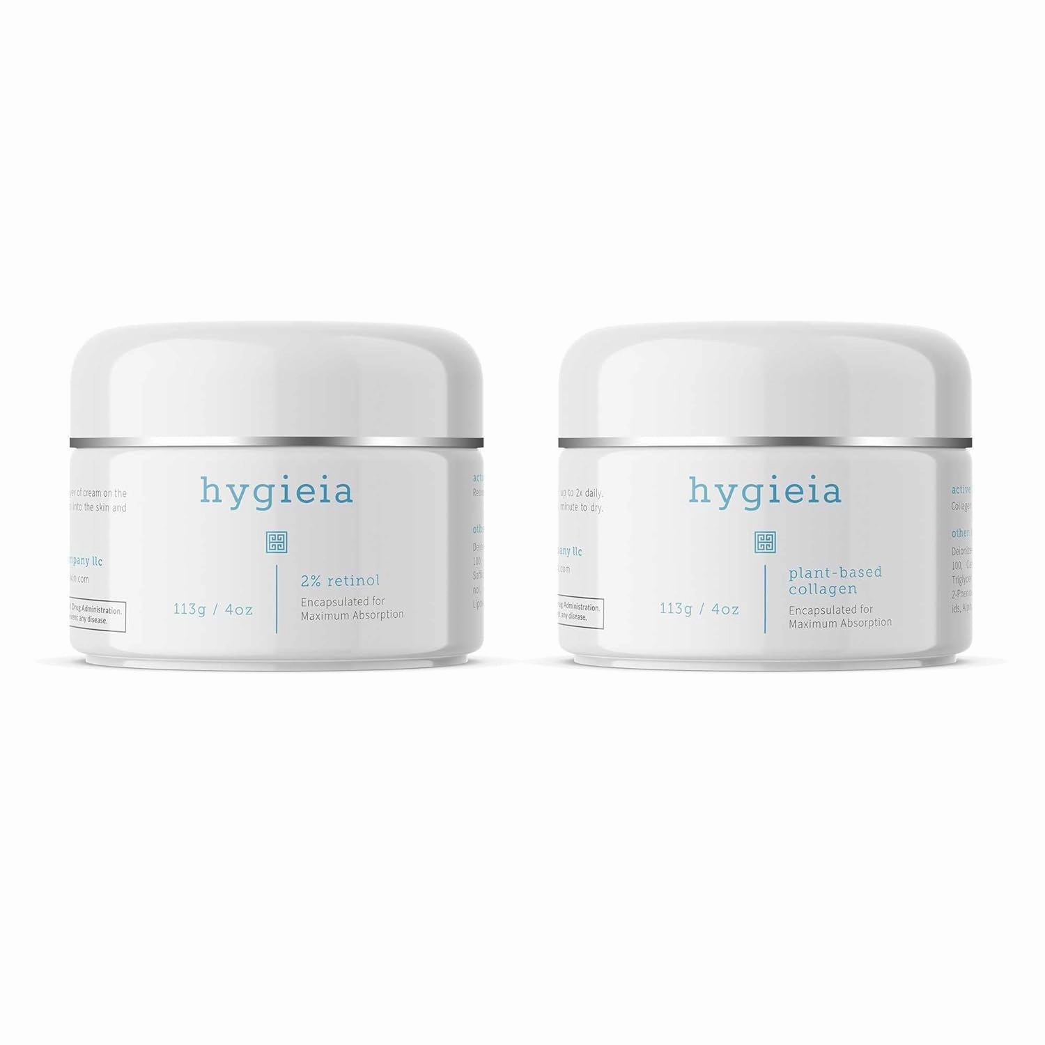 Hygieia   Radiant Skin Duo - Collagen Cream (4 OZ) & 2% Retinol Cream (4 OZ) - Restore Youthful Glow and Reduce Wrinkles