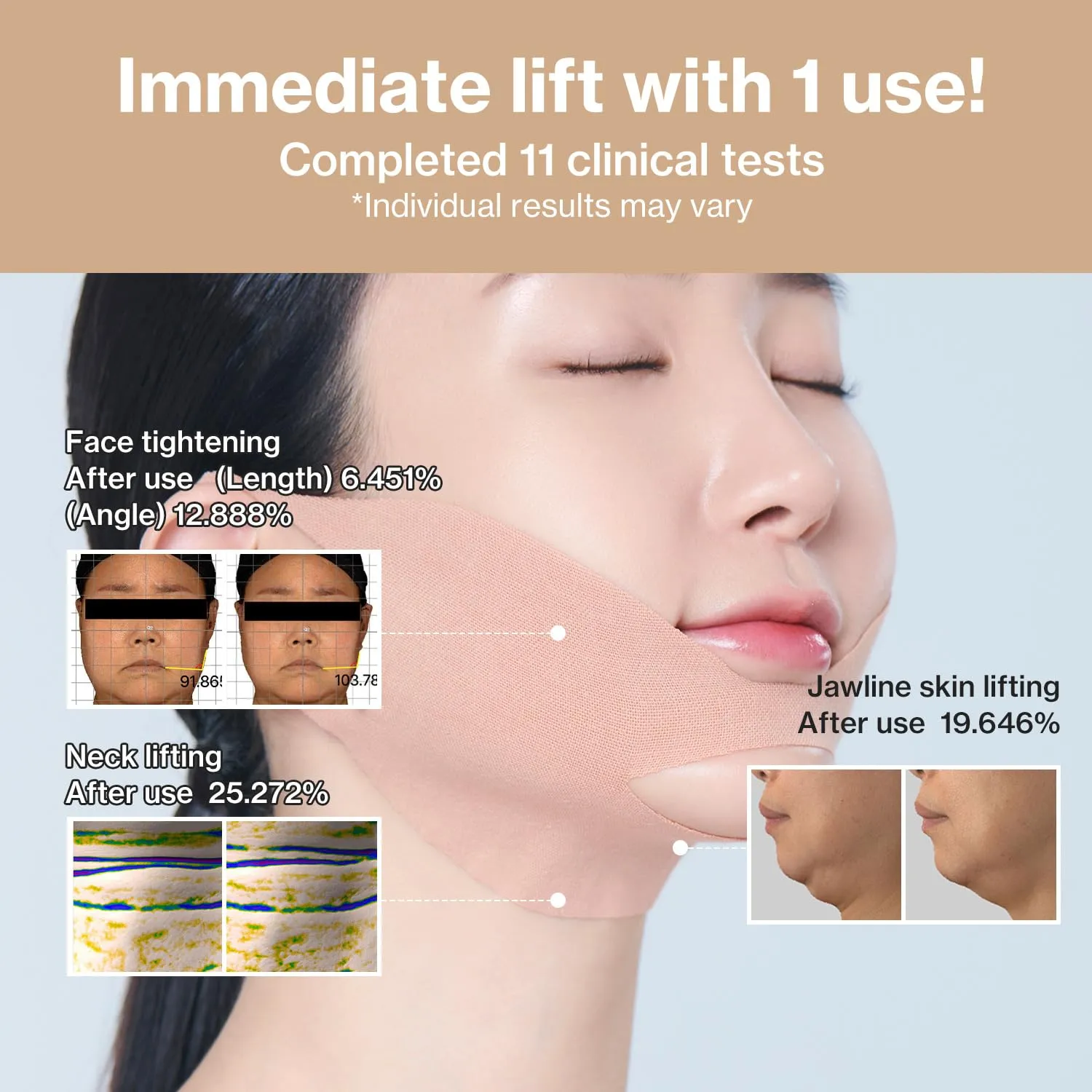 id Face Fit Minus Band V3(4ea) | V Line Lifting Collagen Mask with Peptide for Firming & Tightening | Hydrogel Jawline Shaper with Hyaluronic Acid, No Irritation | Chin Strap for Double Chin for women