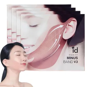 id Face Fit Minus Band V3(4ea) | V Line Lifting Collagen Mask with Peptide for Firming & Tightening | Hydrogel Jawline Shaper with Hyaluronic Acid, No Irritation | Chin Strap for Double Chin for women