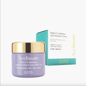 ILONA Acclimate | Daily UV Anti-Oxidant Face Cream Broad Spectrum SPF 15 | Firming & Moisturizing Cream for Dry Skin | Vitamin C, Peptides, SOD & Grapeseed | 1.7 oz.