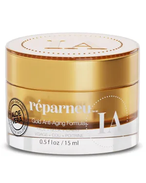 InfiniteAloe réparneu Gold Anti-Aging Formula, Neck Firming, Face Tightening, Anti Wrinkle Face Cream - Organic Aloe Powered with Collagen, Peptides & Retinyl - 0.5oz Jar