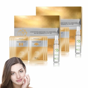 Instant Skin Essence Collagen Set, Spiral Peptide Deer Bone Collagen Essence Kit, For Reduce Fine Lines & Wrinkles, Which Provides Long-Lasting Moisturizing and Firming Elasticity (2*set)