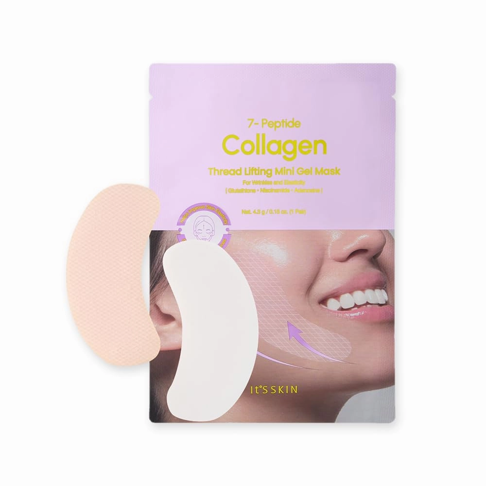 It'S SKIN 7-Peptide Collagen Thread Lifting Mini Gel Mask 20ea, Real Collagen Lifting Patches for Instant Firming, Tightening & Skin Elasticity, Korean Skincare