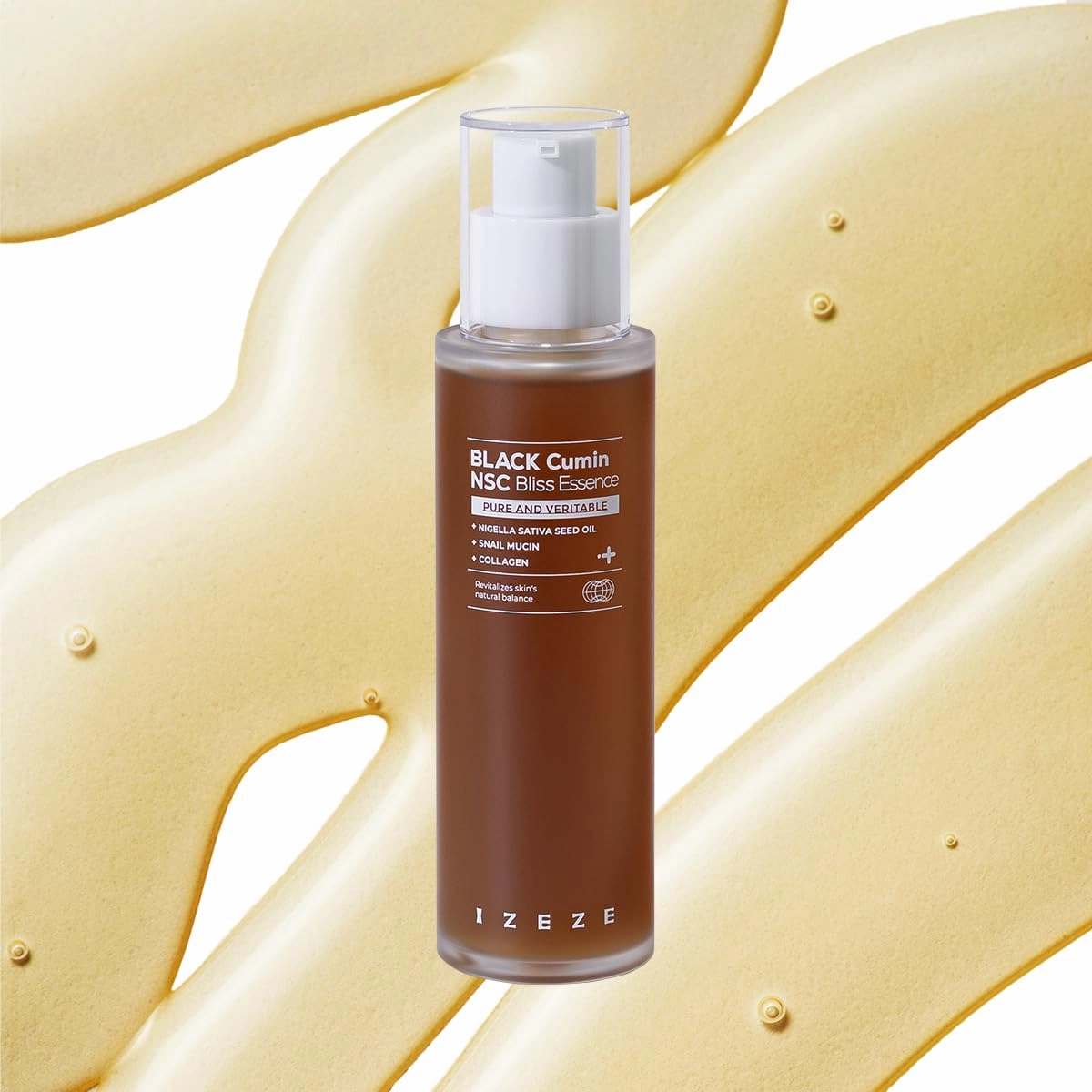 IZEZE BLACK Cumin NSC Bliss Essence 3.38 fl.oz, 100ml l Snail Mucin Essence, Low Molecular Collagen, Hydrating Korean Skin Care for Wrinkles, Good Molecules, Nigella Sativa Seed Oil, Thymoquinone