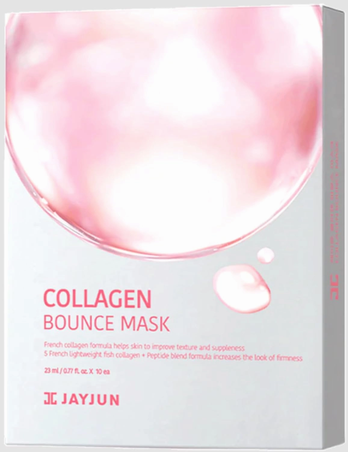 JAYJUN Collagen Bounce Mask (10 Sheets) – Firming & Plumping with French Marine Collagen 0.77 fl. oz.