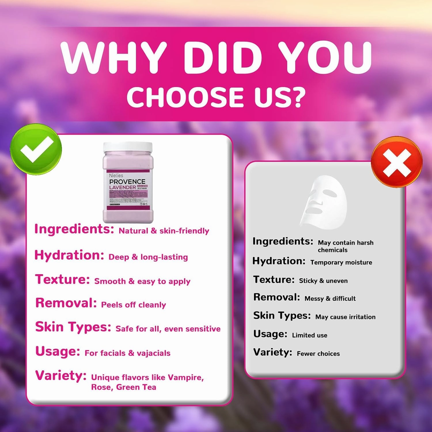Jelly Mask, Facial Skin Care- Jelly Mask For Facials, Face Mask For Instant Hydration, Vegan Peel Off Face Mask, For Moisturizing, Smoothing (Lavender)