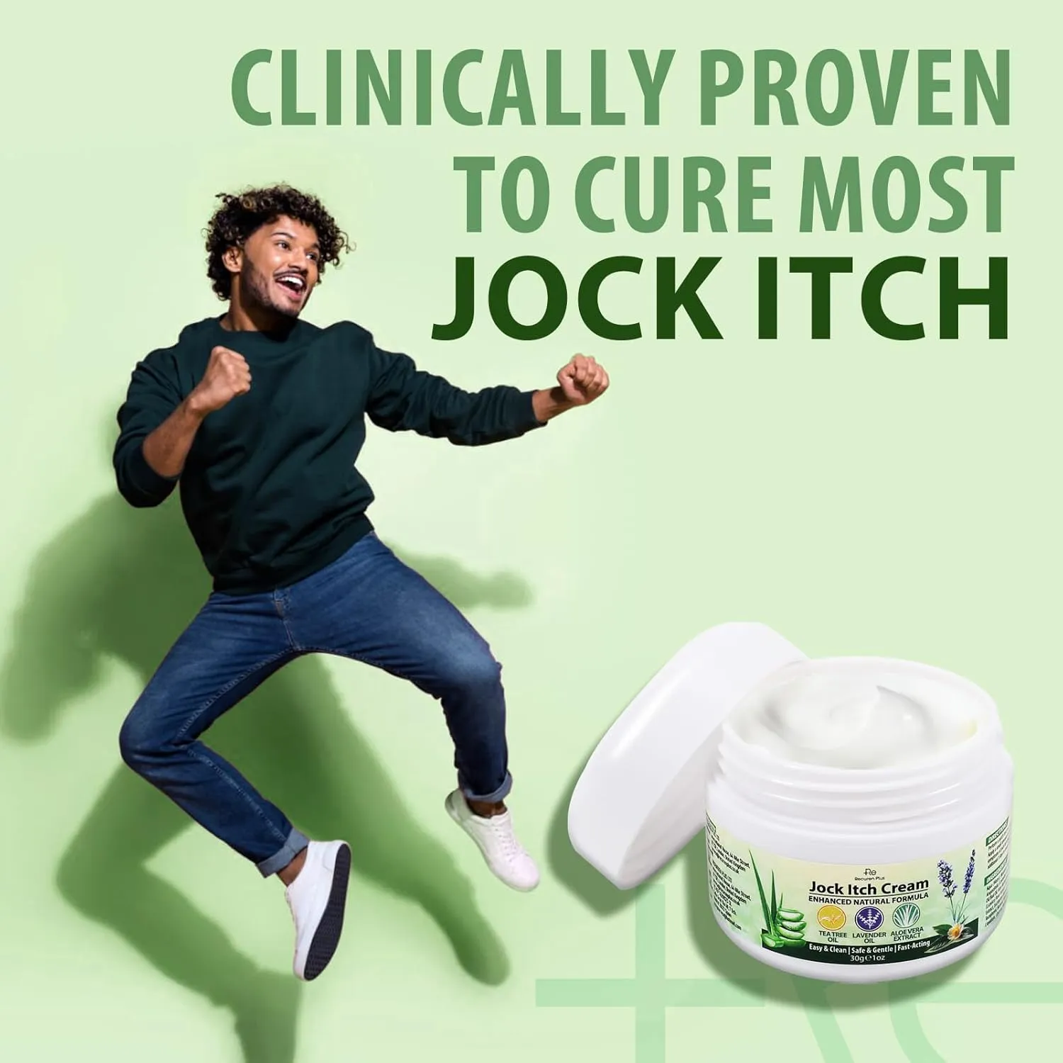 Jock Itch Cream: Natural Antifungal Cream Extra Strength Treatment for Men and Women – For Athletes Foot Jock Itch Ringworm – With Tea Tree Oil, Aloe Vera, Lavender, and Chamomile