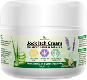 Jock Itch Cream: Natural Antifungal Cream Extra Strength Treatment for Men and Women – For Athletes Foot Jock Itch Ringworm – With Tea Tree Oil, Aloe Vera, Lavender, and Chamomile