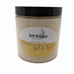 Just Imagine Handcrafted - Chamomile Neroli Emulsified Sugar Body Scrub, 8 oz, All Natural Handmade