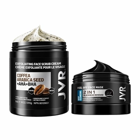 JVR Blackhead Remover Mask and Face Scrub for Men (9 oz) Charcoal Peel Off Black Mask, Facial Mask Purifying and Deep Cleansing for All Skin Types