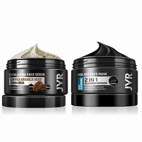 JVR Blackhead Remover Mask and Face Scrub for Men Charcoal Peel Off Black Mask, Facial Mask Purifying and Deep Cleansing for All Skin Types
