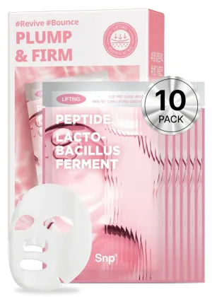 [K Beauty] Skin Return Lifting Essence Sheet Mask | Hydrating and Firming for All Skin Types | Vegan Sheet Masks | Peptide and Lactobacillus | Korean Face Masks Skincare | Facial Mask | 10 Sheets