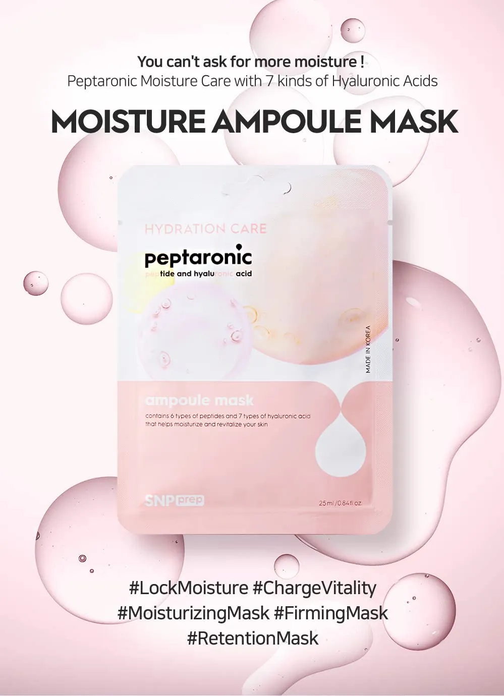 [K Beauty Snp] Peptaronic Ampoule Sheet Mask | Peptide and Hyaluronic Acid Sheet Mask | Hydrating, Moisturizing, and Friming for Dry Skin Types | Korean Skin Care Facial Mask | 10 Sheets