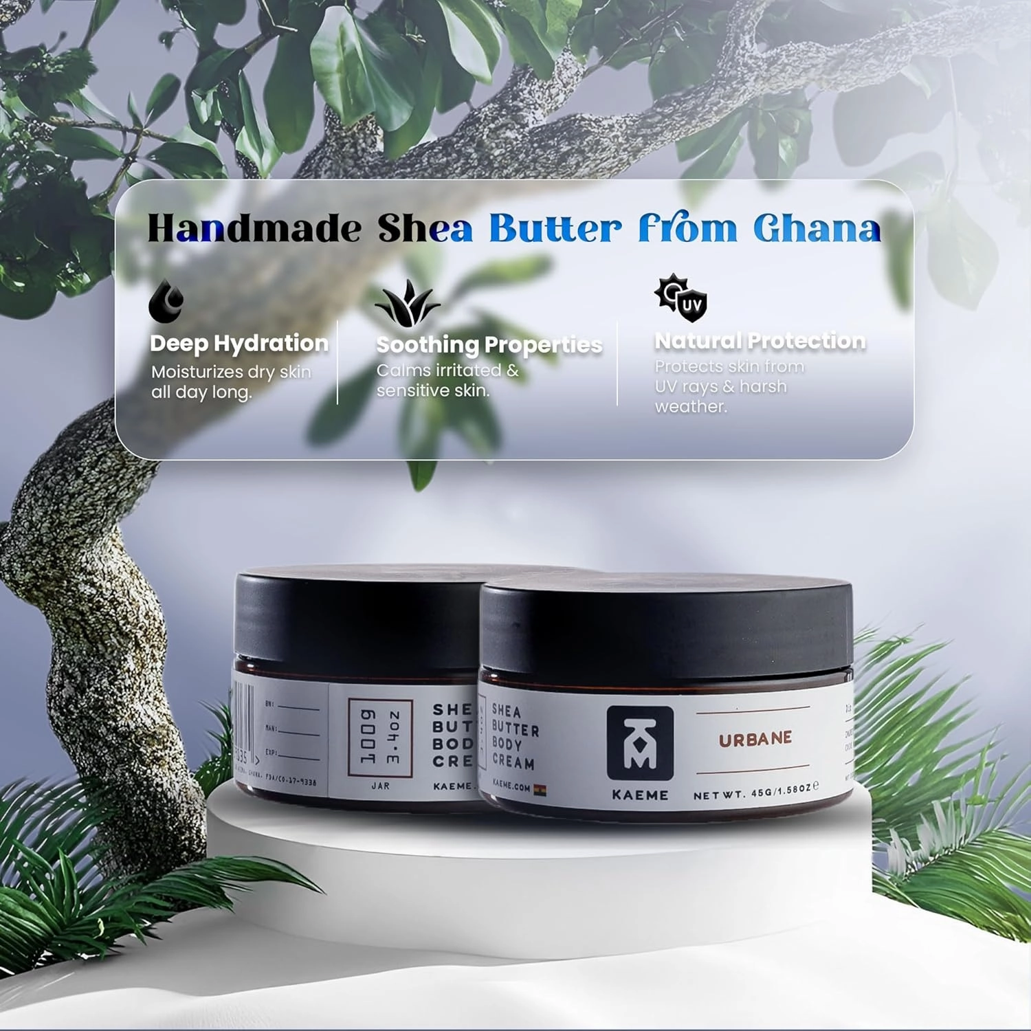 Kaeme Urbane African whipped shea butter handmade from raw organic body butter for women and men Deep Hydration for Dry Skin, Hair Repair (3.4oz/100g jar)