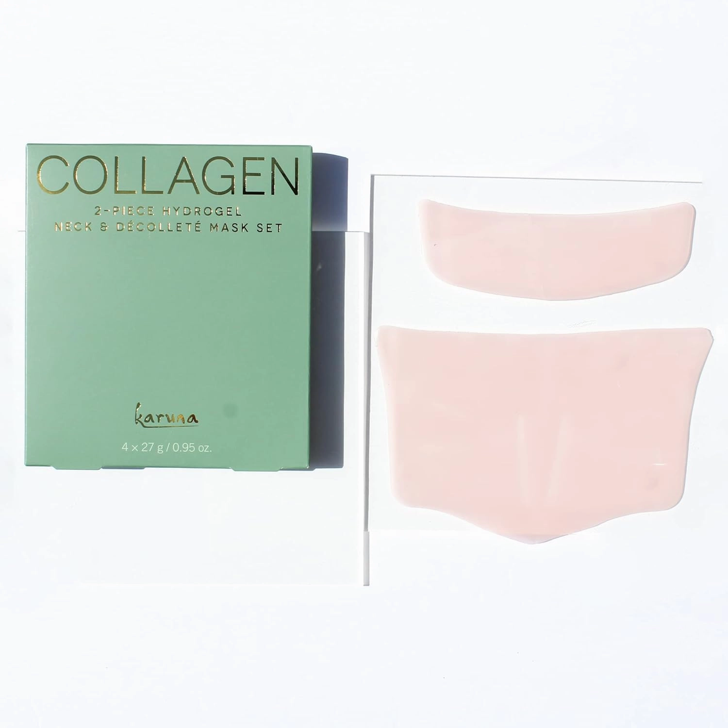 Karuna Skin - COLLAGEN Decollete & Neck Hydrogel Mask, 2-Piece Deeply Moisturizing Wrinkle Patches, Age-Defying, Hydrating & Rejuvenating, Targets Fine Lines & Wrinkles, 4 Packs