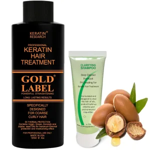 Keratin Research Complex Brazilian Keratin Hair Argan Oil Blowout Treatment Professional Results Straightening and Smoothing Hair Keratina (GOLD)