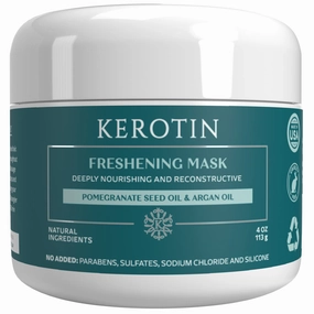 Keratin Freshening Mask-Natural Keratin Freshening Repairing Treatment for Dry & Damaged Hair - Deep Conditioning with Argan Oil. No Parabens or Sulfate - Silicone Free- Curly Safe Mask.