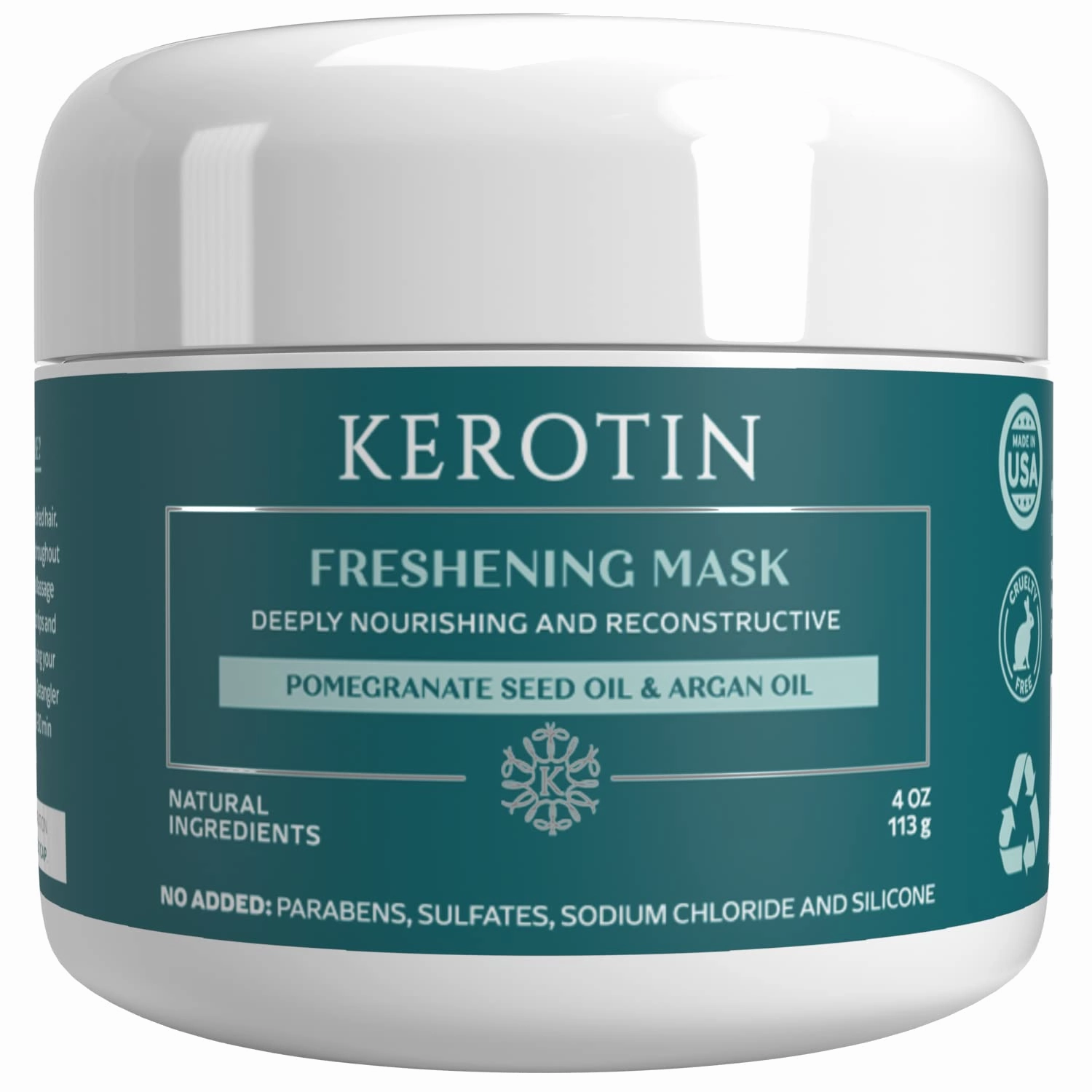 Keratin Freshening Mask-Natural Keratin Freshening Repairing Treatment for Dry & Damaged Hair - Deep Conditioning with Argan Oil. No Parabens or Sulfate - Silicone Free- Curly Safe Mask.