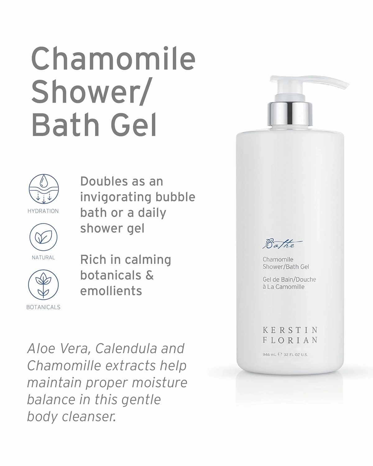 Kerstin Florian Chamomile Shower and Bath Gel | Aromatherapy Body Wash (13.5 fl oz)