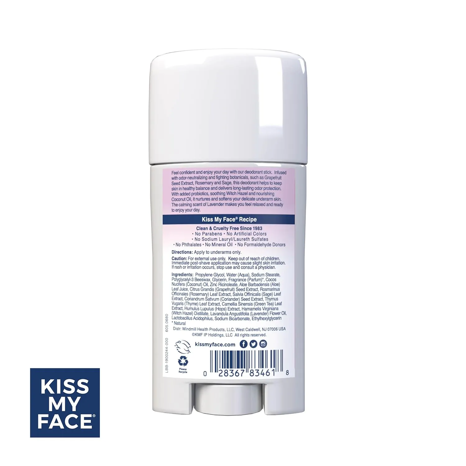 Kiss My Face Active Life Lavender Deodorant Stick, Unisex, 2.48 oz