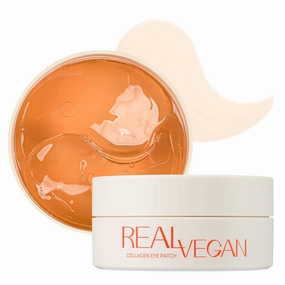 KLAVUU Real Vegan Collagen Eye Patches (60 Patches) - Korean Overnight Under Eye Mask for Puffy, Sagging Eyes, Fine Lines & Wrinkles | Elasticity Boost with Low-Molecular Carrot Collagen (500 Daltons)