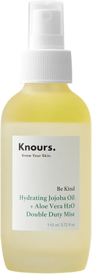 Knours Hydrating Jojoba Oil Vitamin rich Aloe Vera H2O Double Duty Facial Mist, Moisturize & Refresh skin w/plant based Squalene EWG Verified Natural Ingredients Clean Beauty 110ml 3.72 Fl Oz
