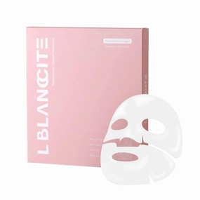 L Blanccite Vegan Collagen Mask - Korean Skincare for Deep Moisture, Pore Minimizing, Skin Firming, Glow & Radiance, Hydrating Face Mask, 35g X 4EA